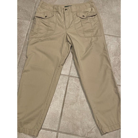 Lauren Ralph Lauren Pants - Lauren Ralph‎ Lauren Pants Womens 8 Tan Khaki Crop Cargo Pockets Utility Cotton